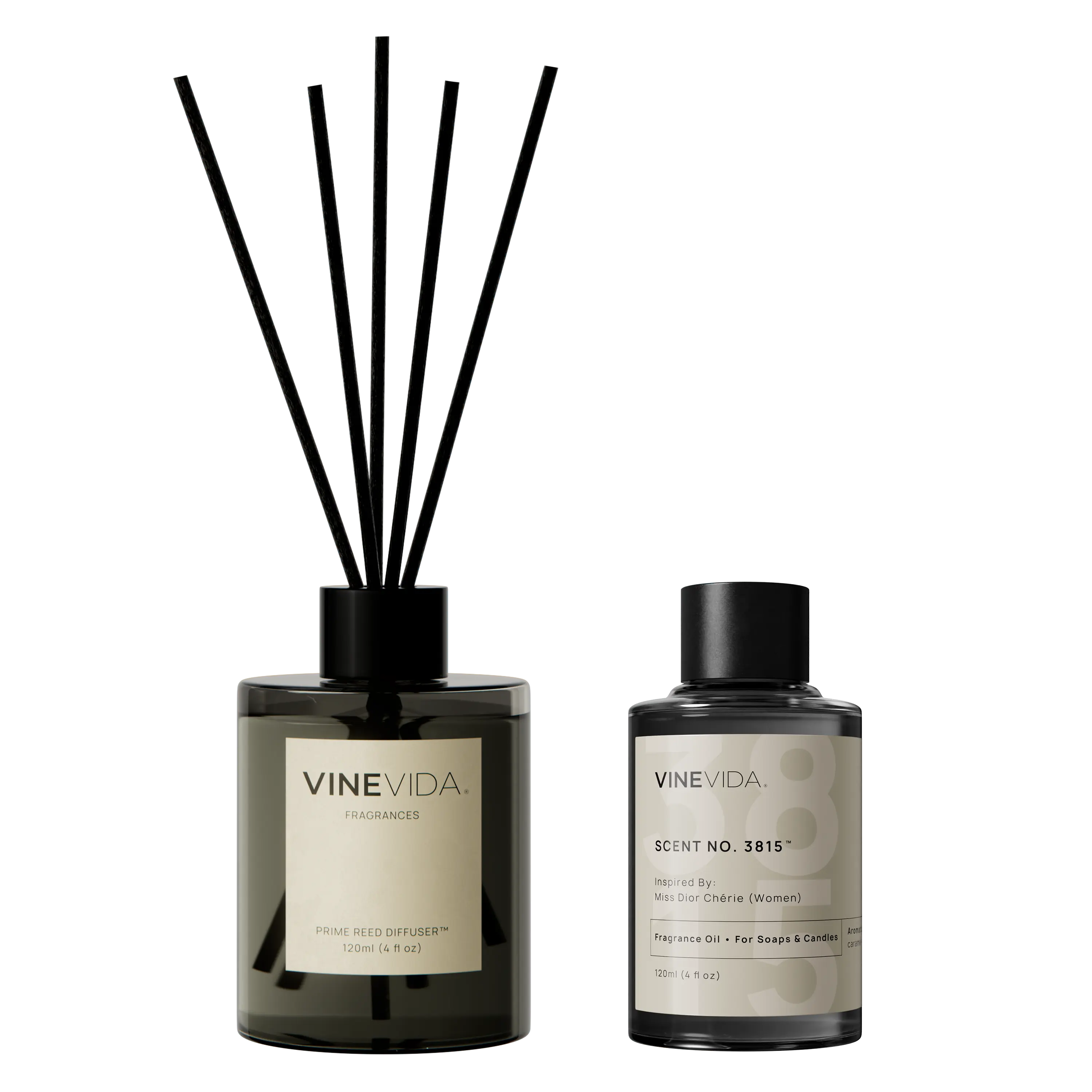 NO. 3815 Reed Diffuser - Inspired by: Miss Dior Chérie (Women) by Dior Prime Black 120 mL