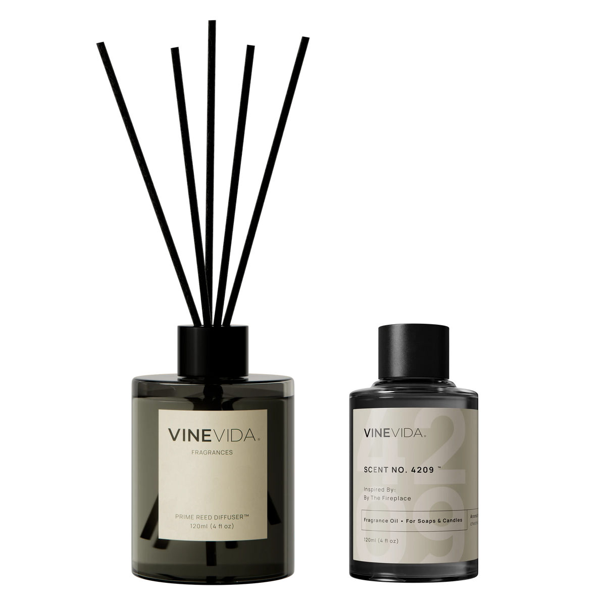 NO. 4209 Reed Diffuser - Inspired by: By The Fireplace by Maison Margiela - Prime / Black / 120 mL