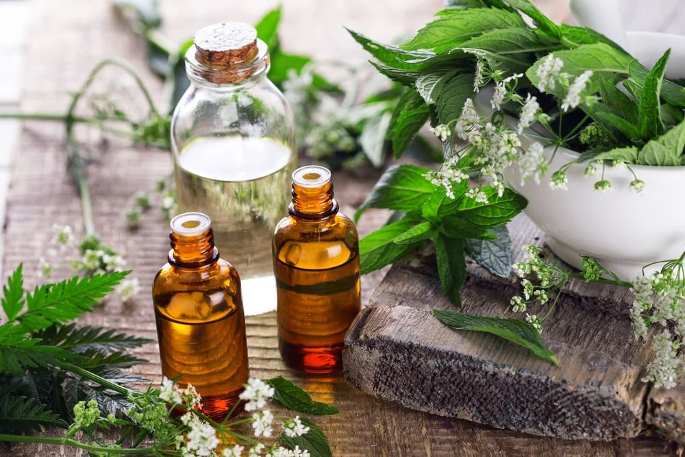 Organic essential aroma oil bottles