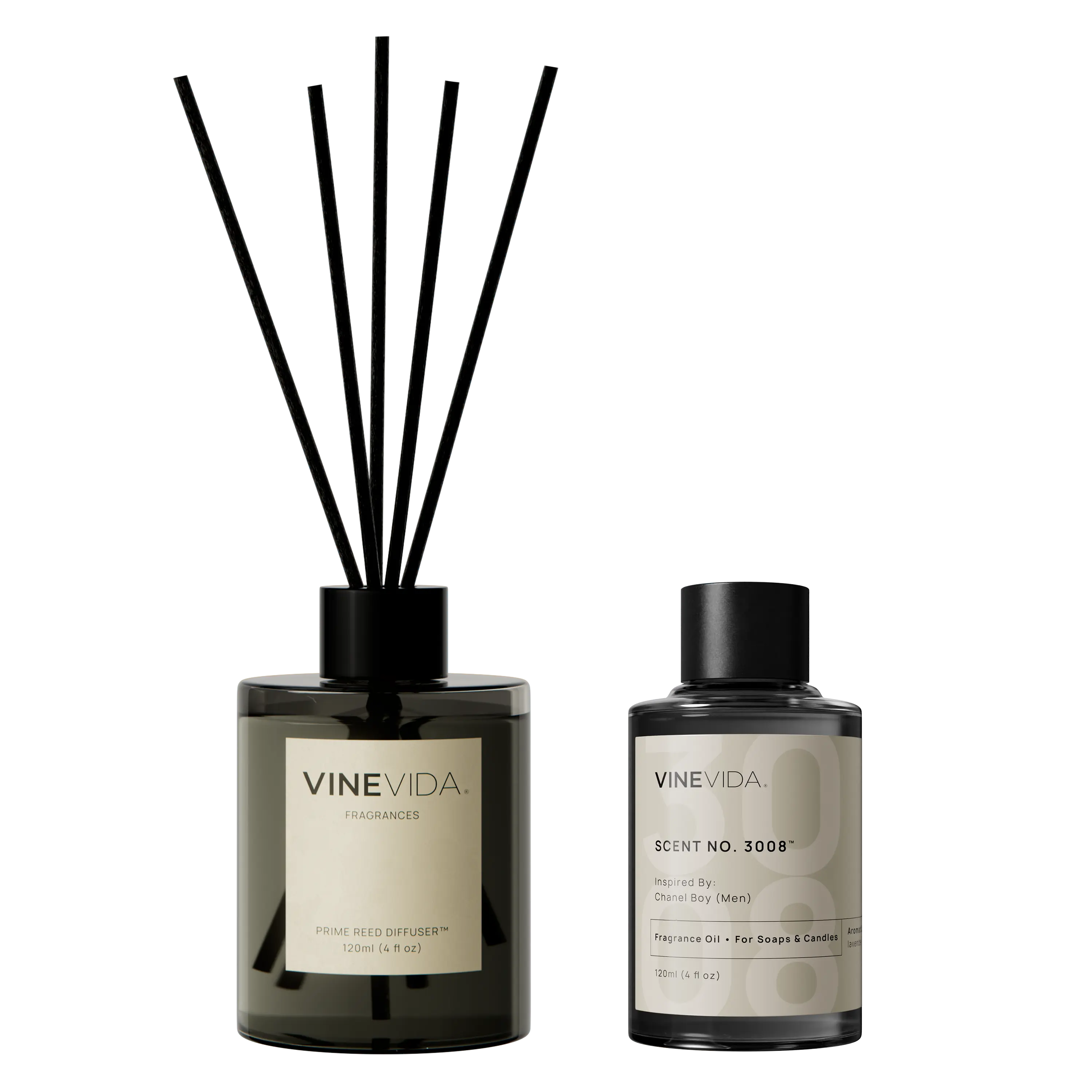 NO. 3008 Reed Diffuser - Inspired by: Chanel Boy (Men) by Chanel Prime Black 120 mL